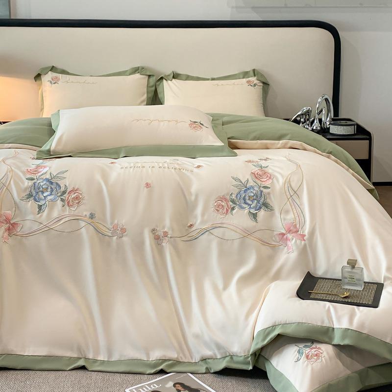 工厂磨毛刺绣公主风床上四件套床笠款小清新女床单人被套床品