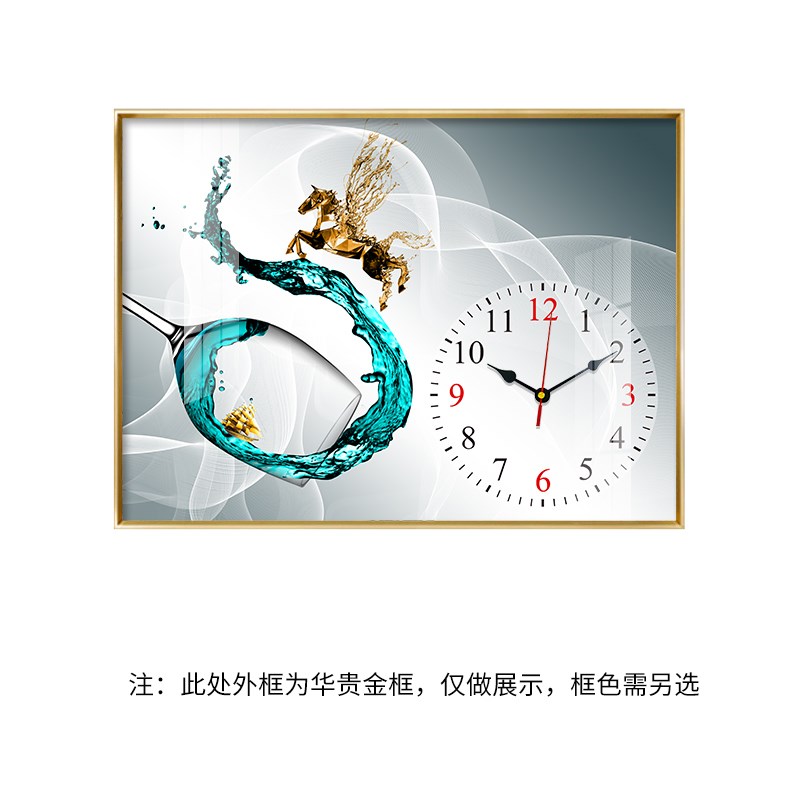 电表箱装饰画带钟表电遮挡电箱盒表配电餐厅现代简约挂画创意酒杯