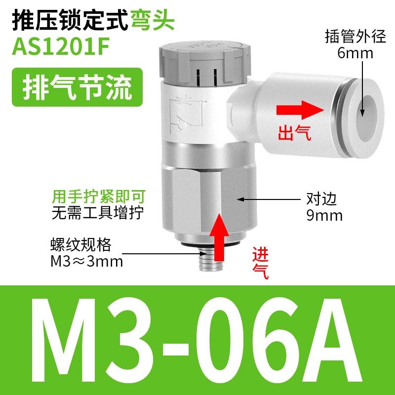 SMC型气缸可调速阀排气节流阀AS120A1F-M5-04A气动气管接头01-06S