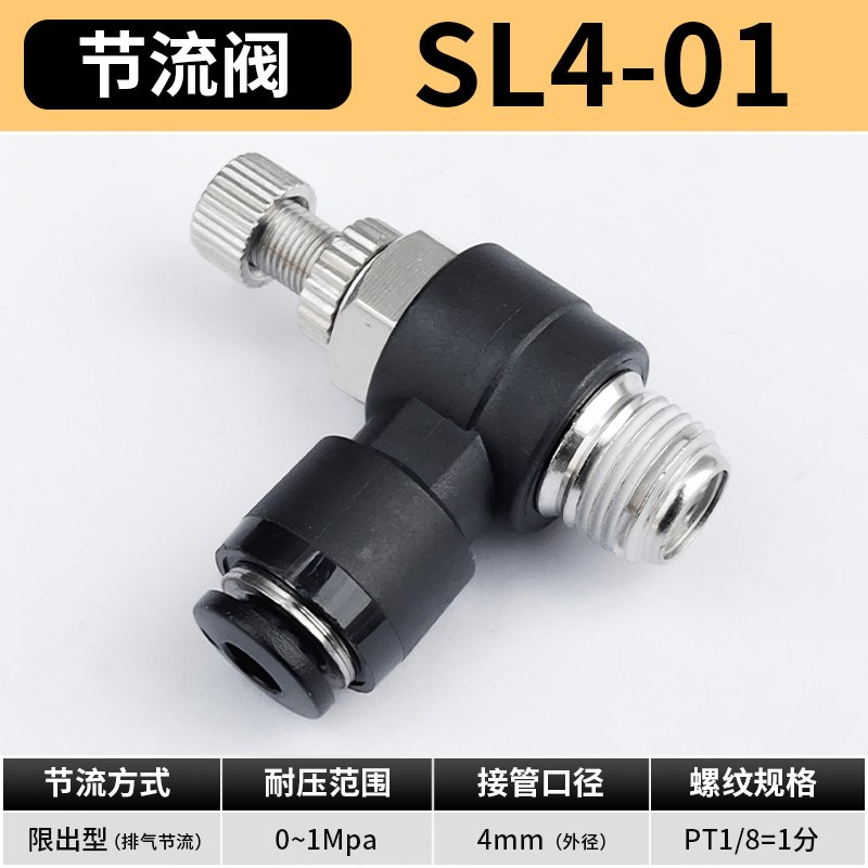 SL节流阀气管快速接头8-o02气缸调速阀气动快插4/6/10/12-M5/02/0