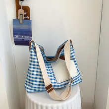包包单肩手提托特韩国小女士设计包百搭拼接休闲小个子众斜帆布包