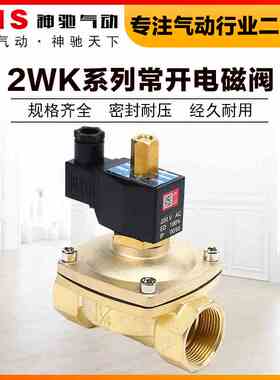 SNS神驰气动2WK025-08常开电磁阀水阀AC220V气阀全铜DC24V控制阀