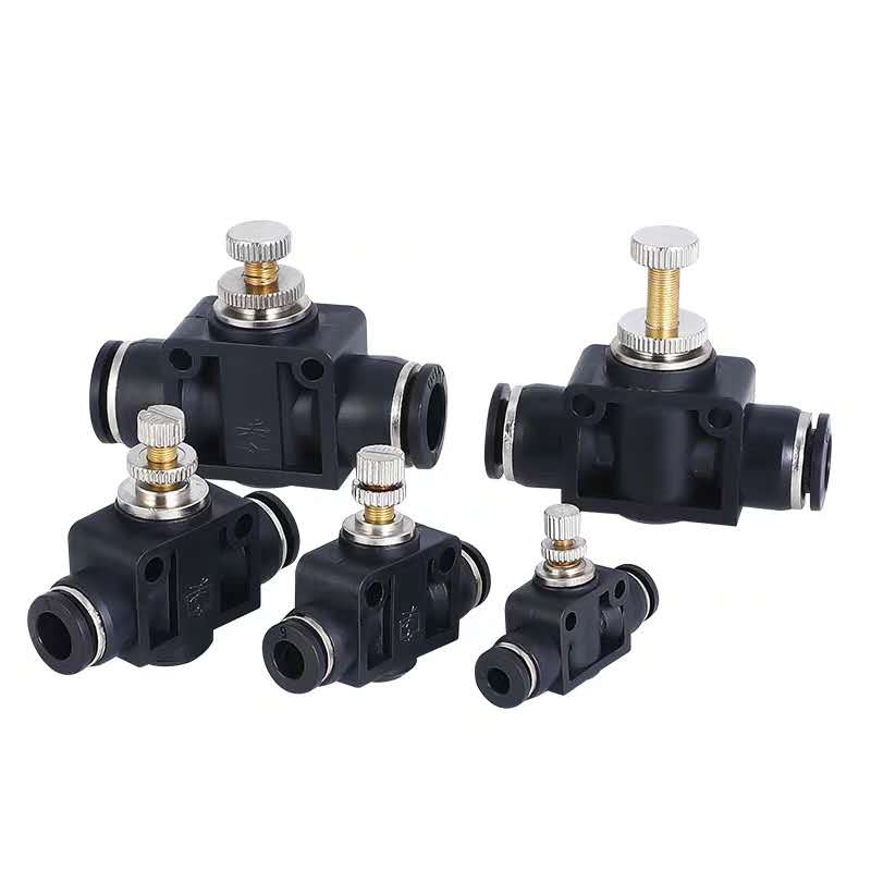 黑色快插接头管道节流阀PA-4/PA-6/PA-8/PA-10/PA-12/气动节流阀