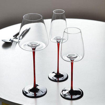 黑领结红酒杯套装香槟杯高脚杯家用水晶玻璃高级感葡萄酒杯子一对