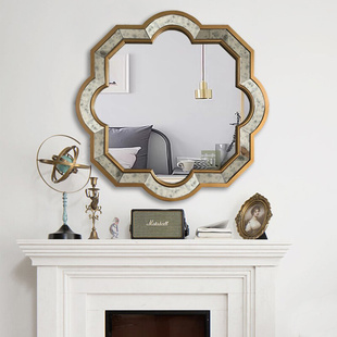墙面壁挂镜定制 壁炉镜浴室镜餐边镜软装 轻奢镜客厅玄关镜法式 欧式