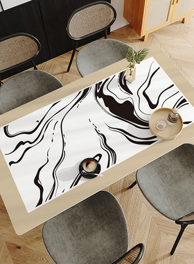 家用餐桌布防水防油免洗防烫台布皮革桌垫长方形轻奢高级感茶几垫