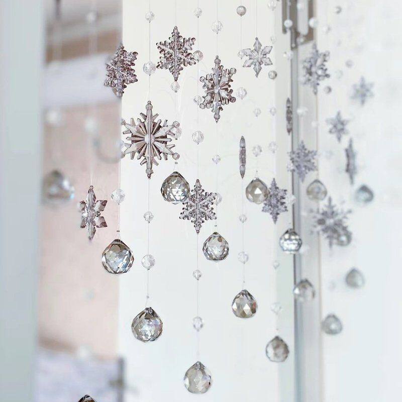 雪花水晶珠帘挂帘卧室门帘现代轻奢玄关客厅餐厅鞋柜风水隔断帘