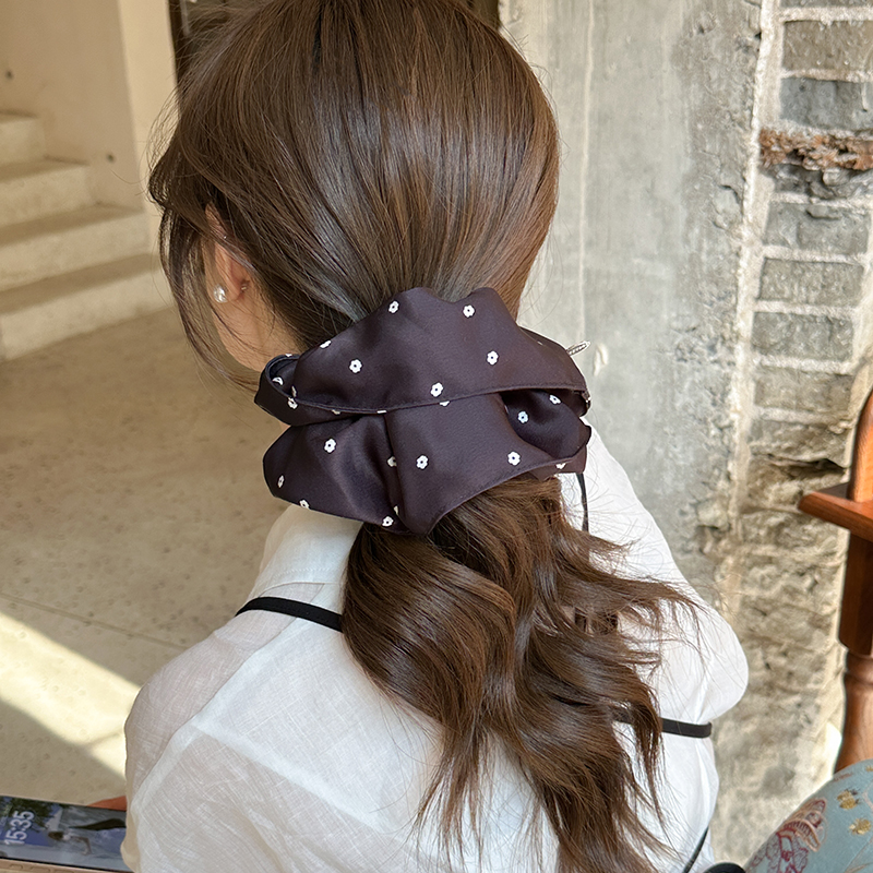 黑色真丝大肠发圈女韩系慵懒风高级感时尚洋气头绳扎头发马尾头花