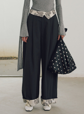 SELAH 25AW复古佩斯利花纹翻折腰头西装裤51B25385Z10