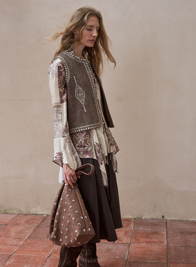 SELAH 绣短款马甲 复古小众叠穿百搭上衣女 18B25280Z10