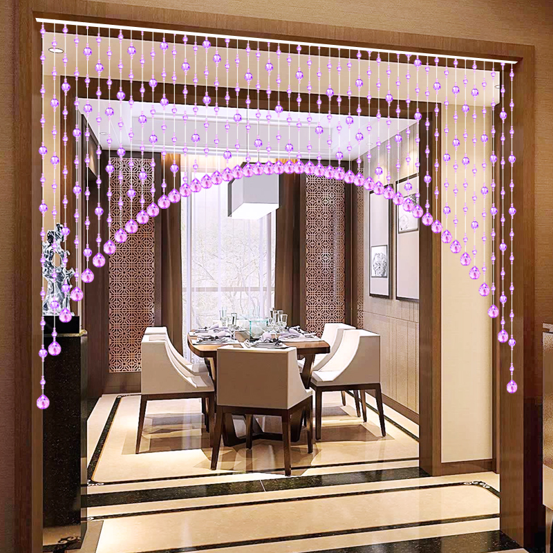 珠帘门帘挂帘玄关客厅隔r断帘装饰卫生间卧室弧形免打孔紫水晶珠