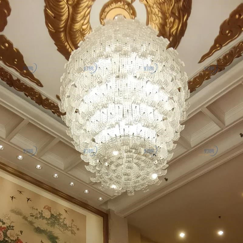 复式楼梯大厅大堂吊灯售楼处v别墅名宿定制灯具商场前台装饰水晶