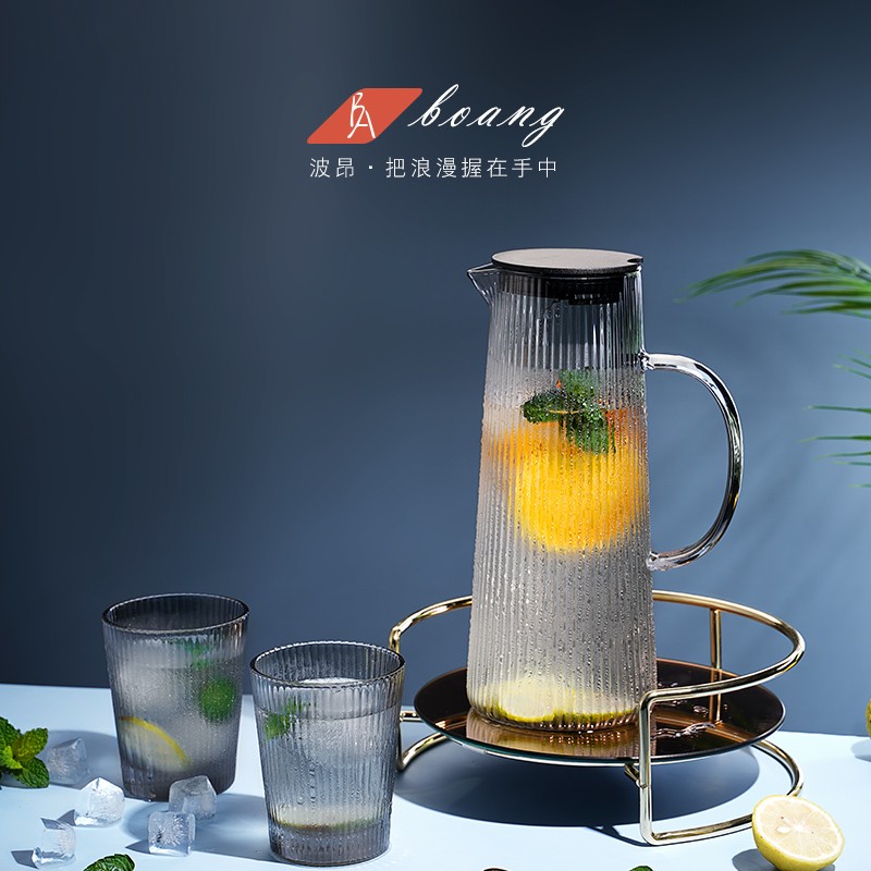 创意轻奢冷水壶套装家用耐高温z玻璃冷泡凉水壶客厅装果汁柠檬水