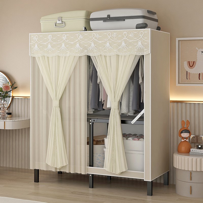 免安装衣柜家用卧室简易布衣柜出租房用小户型折T叠收纳柜结实耐