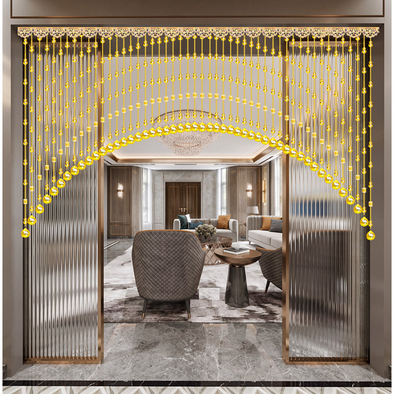 水晶葫芦珠帘网红卧室门帘隔断玄C关过道客厅免打孔厕所拱形挂帘