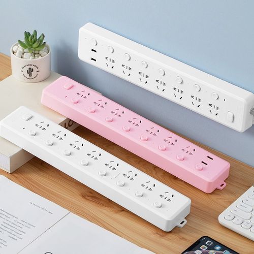 公正年8插位独立开关插排圆孔多功能插座面板多孔接线W板分控usb