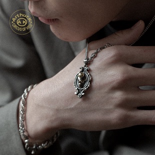 Arthur.K 狂言系列日本原创手工做旧925银男女警小丑项链不限量