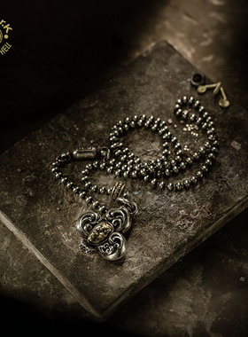 Arthur.K日本原创手工做旧925银男女丑项链梅花小丑原创复古限量