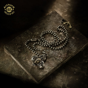 Arthur.K日本原创手工做旧925银男女丑项链梅花小丑原创复古限量