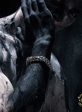 Arthur.K 道化师系列手工做旧925银交织皇冠骷髅小丑手链不限量