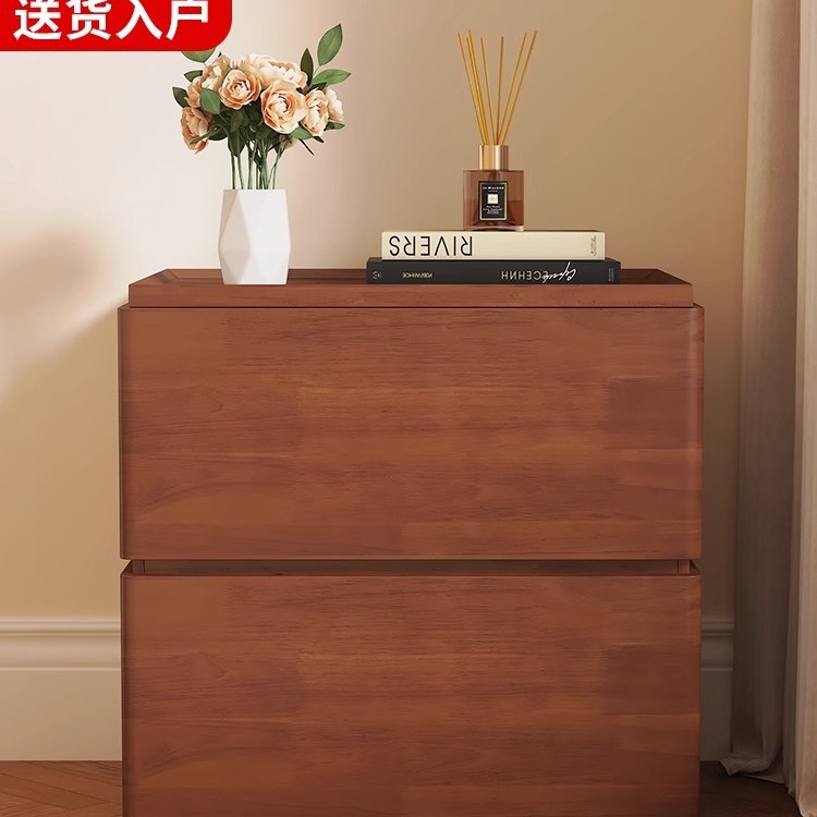 实木多层板床头柜现代简约床边柜轻奢高级感卧室家用床头置物架