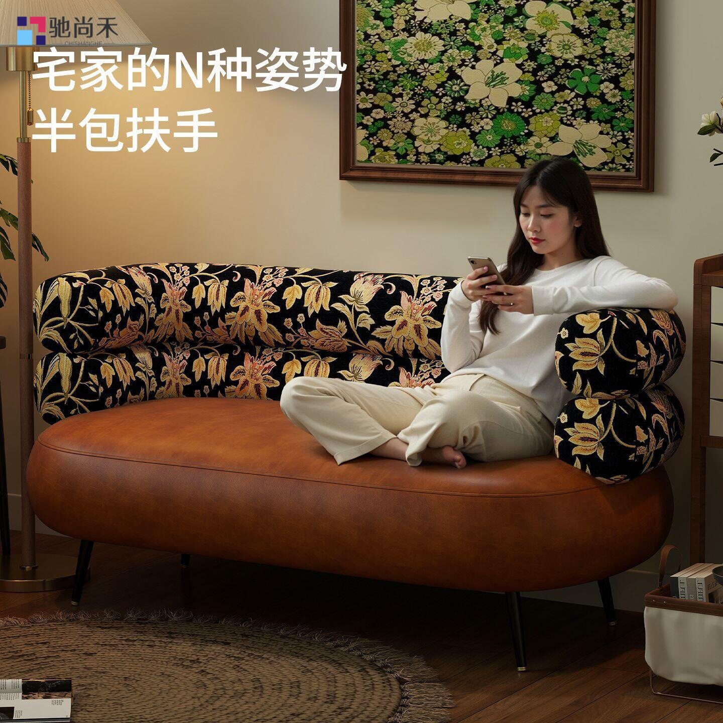 皮艺沙发小户型客厅复古油蜡皮中古风公寓阳台双人三人接待小沙发
