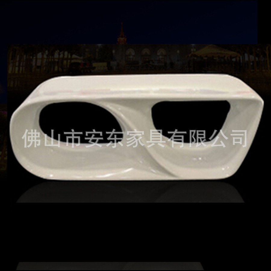 商场休息室换鞋凳玻璃钢长凳公共场所休闲造型日月亮凳子创意造型