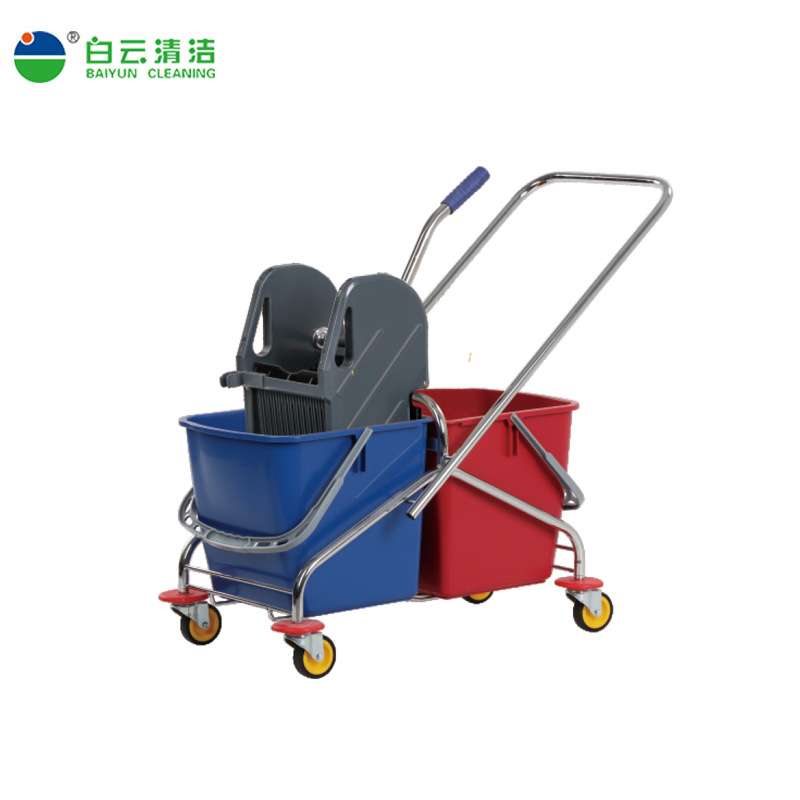 白云清洁双桶轻便式排水榨水车下压式拖把桶可排水墩拖布挤水器