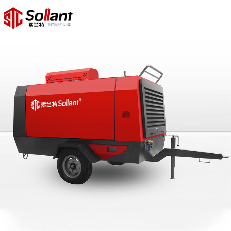 山东索兰特电动移动式螺杆空压机 20立方132kw岩凿用便携式压缩机