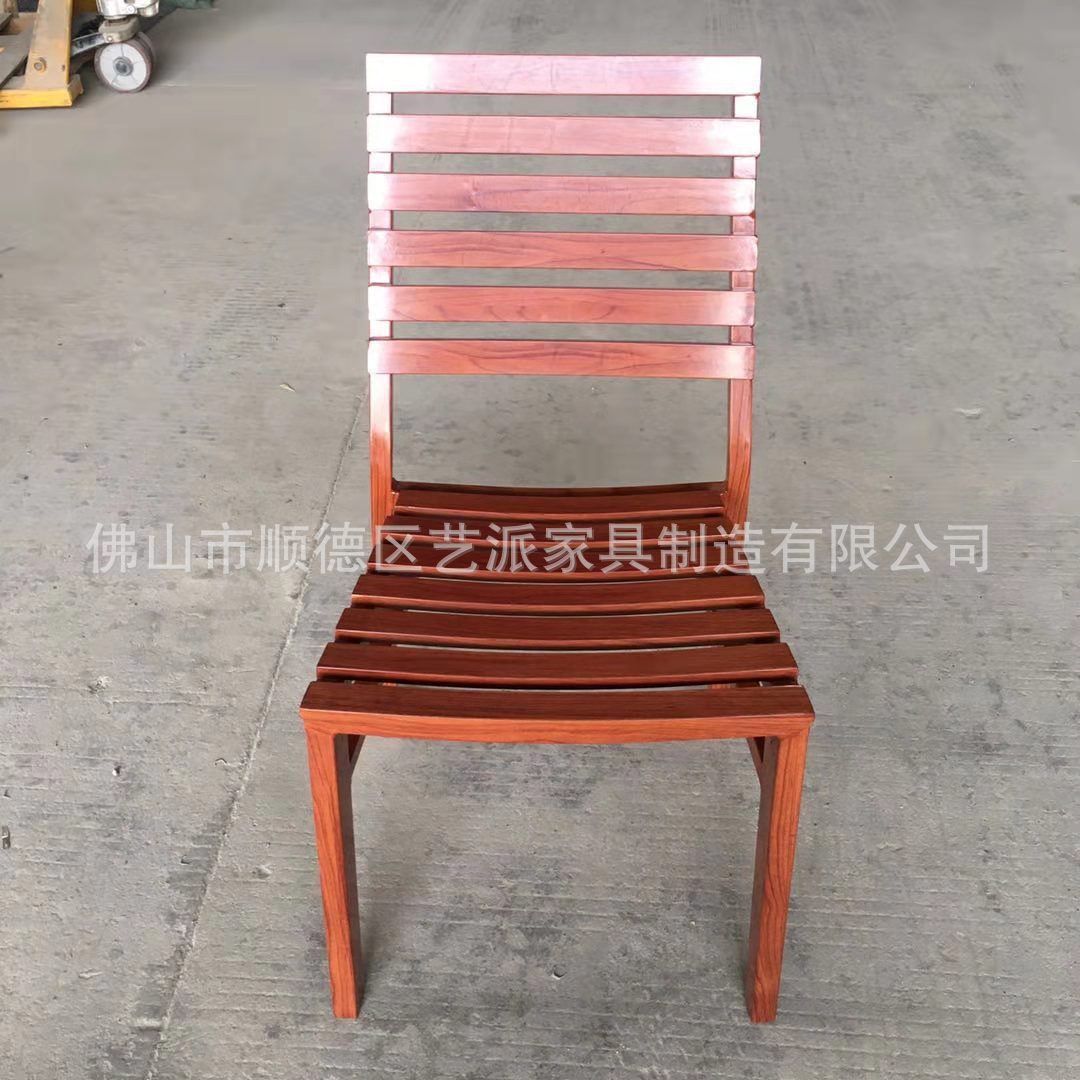 户外铝合金骨架木纹餐椅