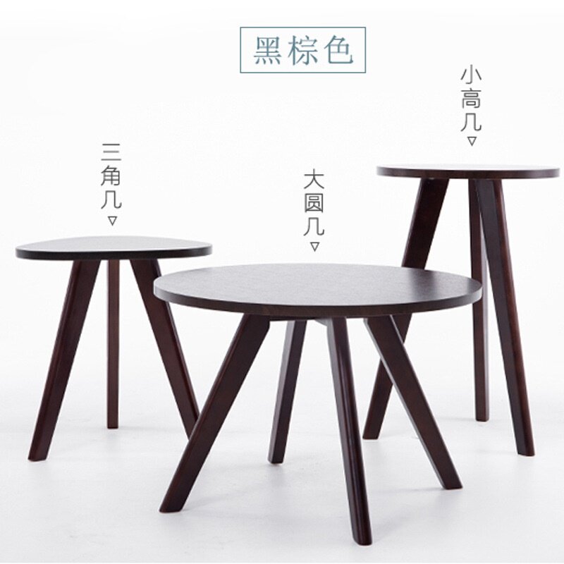 批发卧室桌子小茶几简约迷你咖啡桌简易圆形实木北欧边几沙发