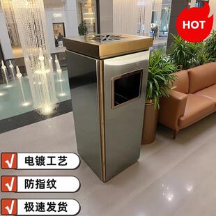 餐饮防火不锈钢垃圾桶大容量防溢设计带烟灰缸后厨美食广场烧烤店