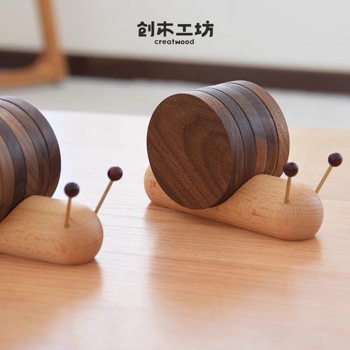蜗牛杯垫隔热防烫套装摆件磁铁杯托茶杯碗垫子创意可爱杯垫