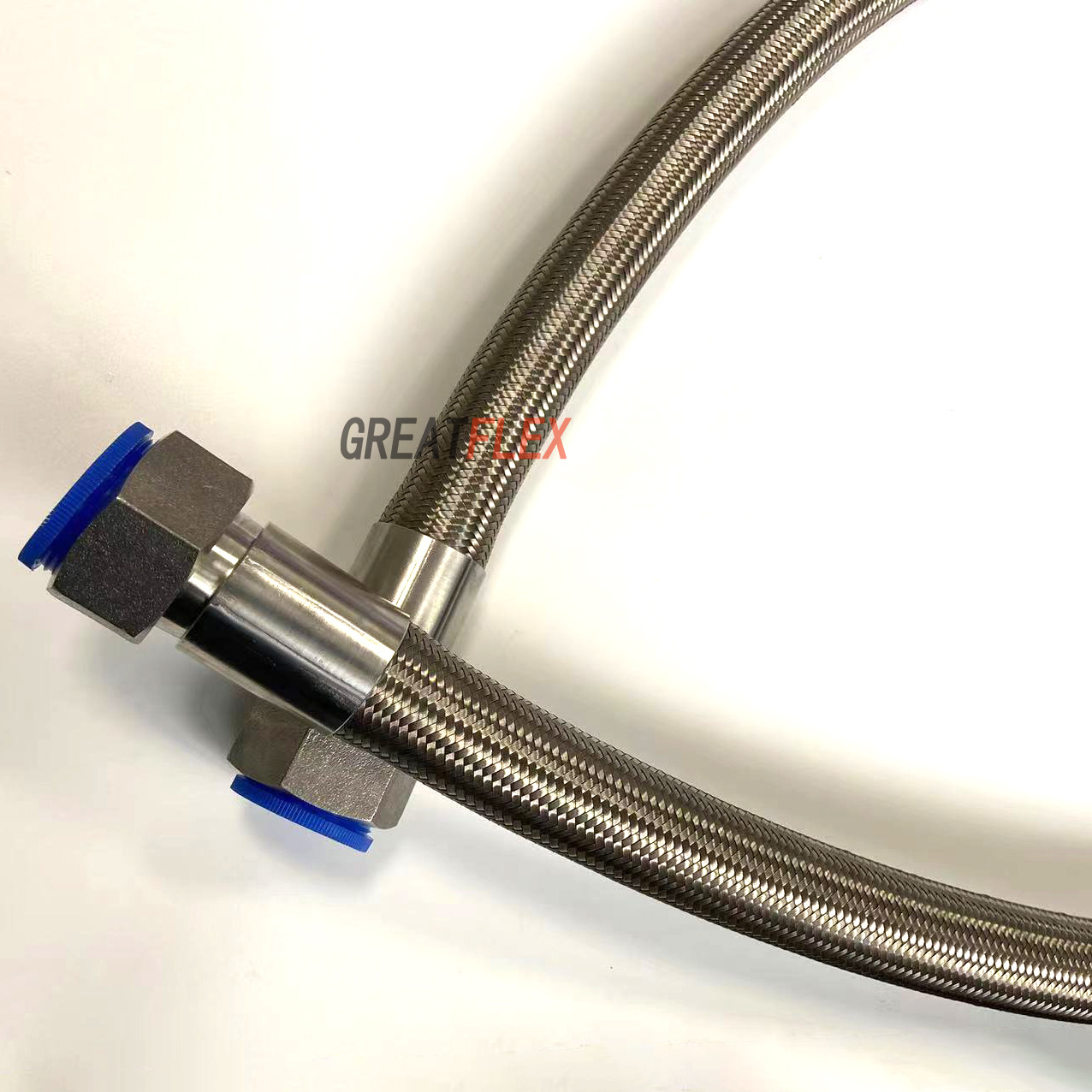 GREATFLEX食品级不锈钢304编织网扣压式四氟软管BT20厂家