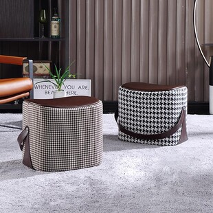 现代轻奢马鞍凳矮凳意式手提皮革门口换鞋凳客厅家用沙发穿鞋脚凳