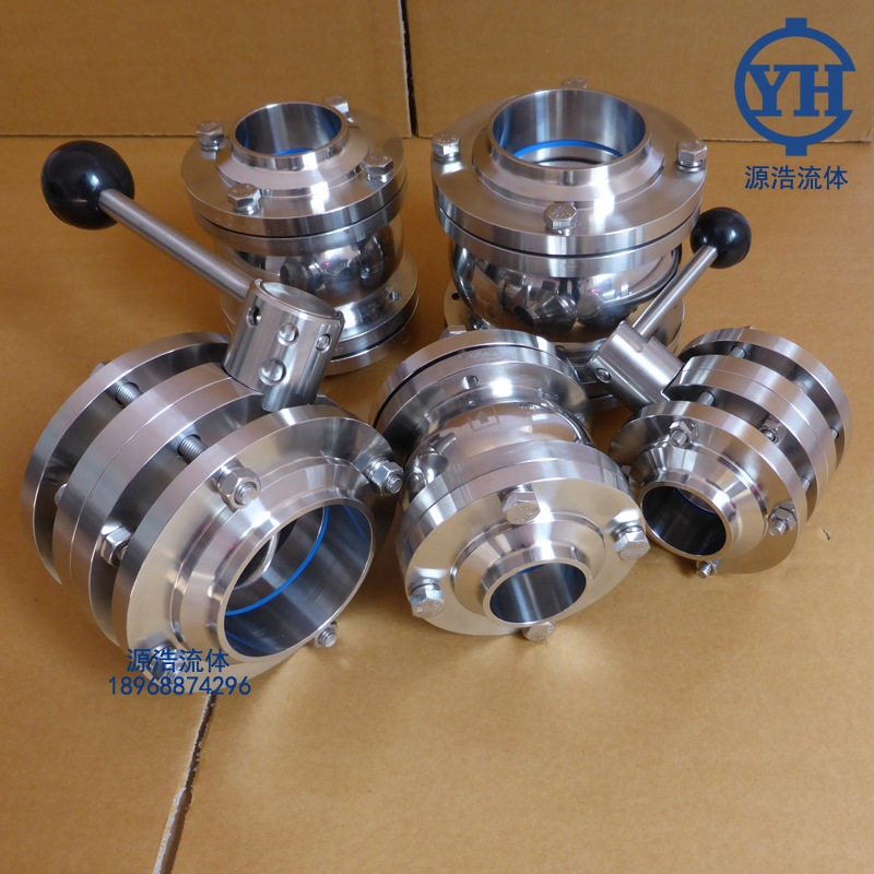 优惠食品级三片式法兰蝶阀 三块式焊接蝶阀304卫生级蝶阀开关阀门