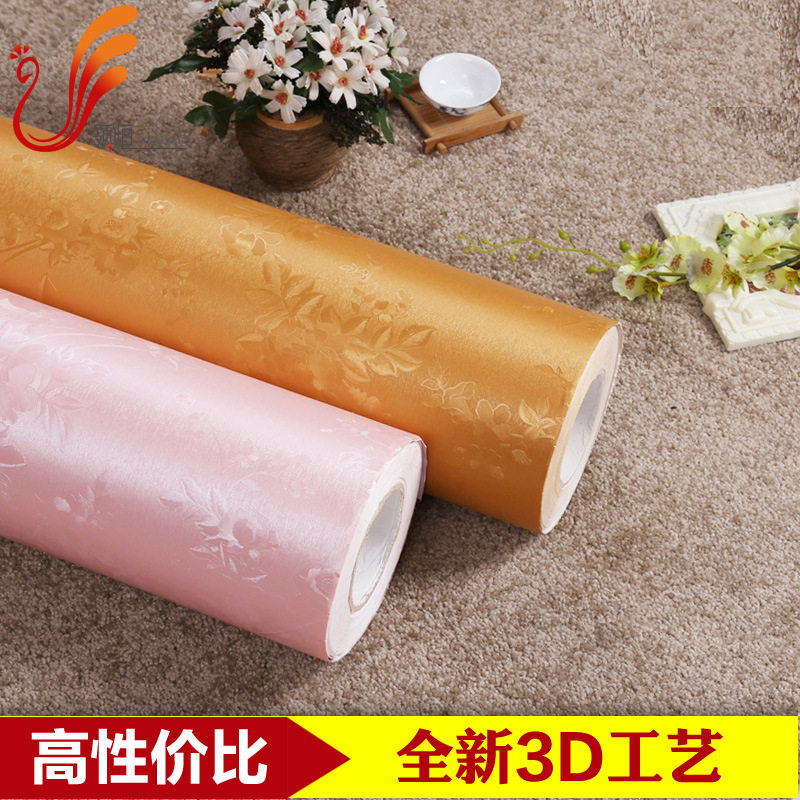 防水PVC自带胶墙纸家装欧式壁纸波音软片酒店彩晶膜墙纸批发厂家