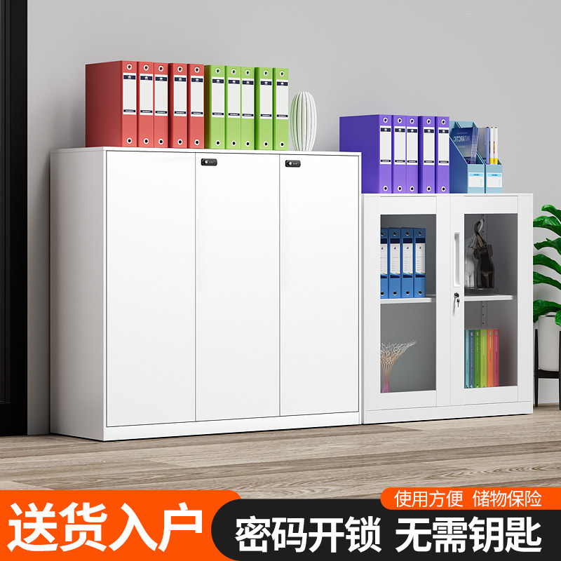 办公铁皮带锁抽屉收纳矮柜