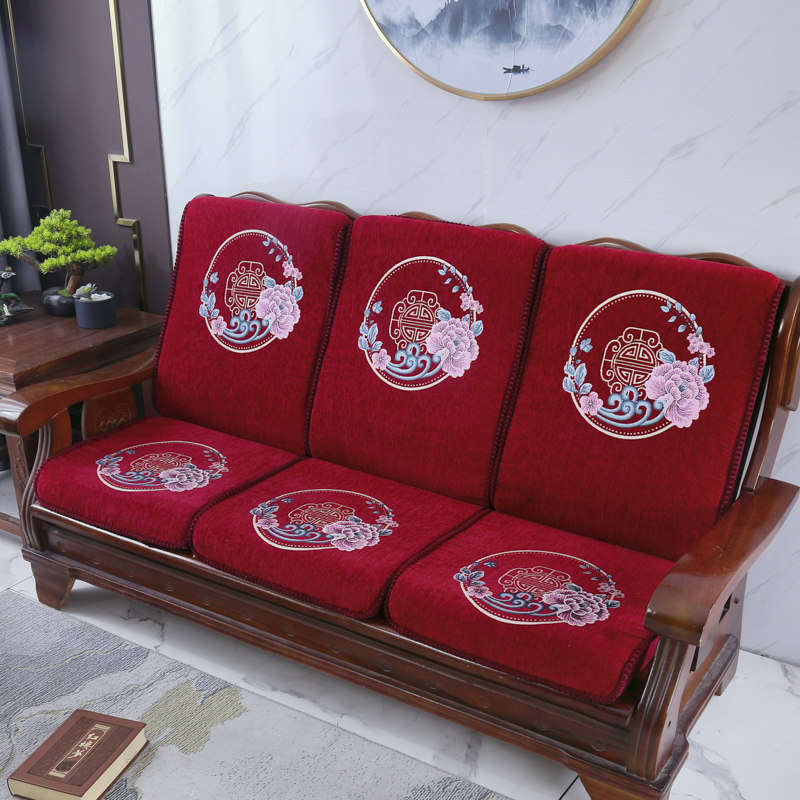 实木红木质沙发垫带靠背连体加厚中式四季防滑定做春秋椅海绵坐垫