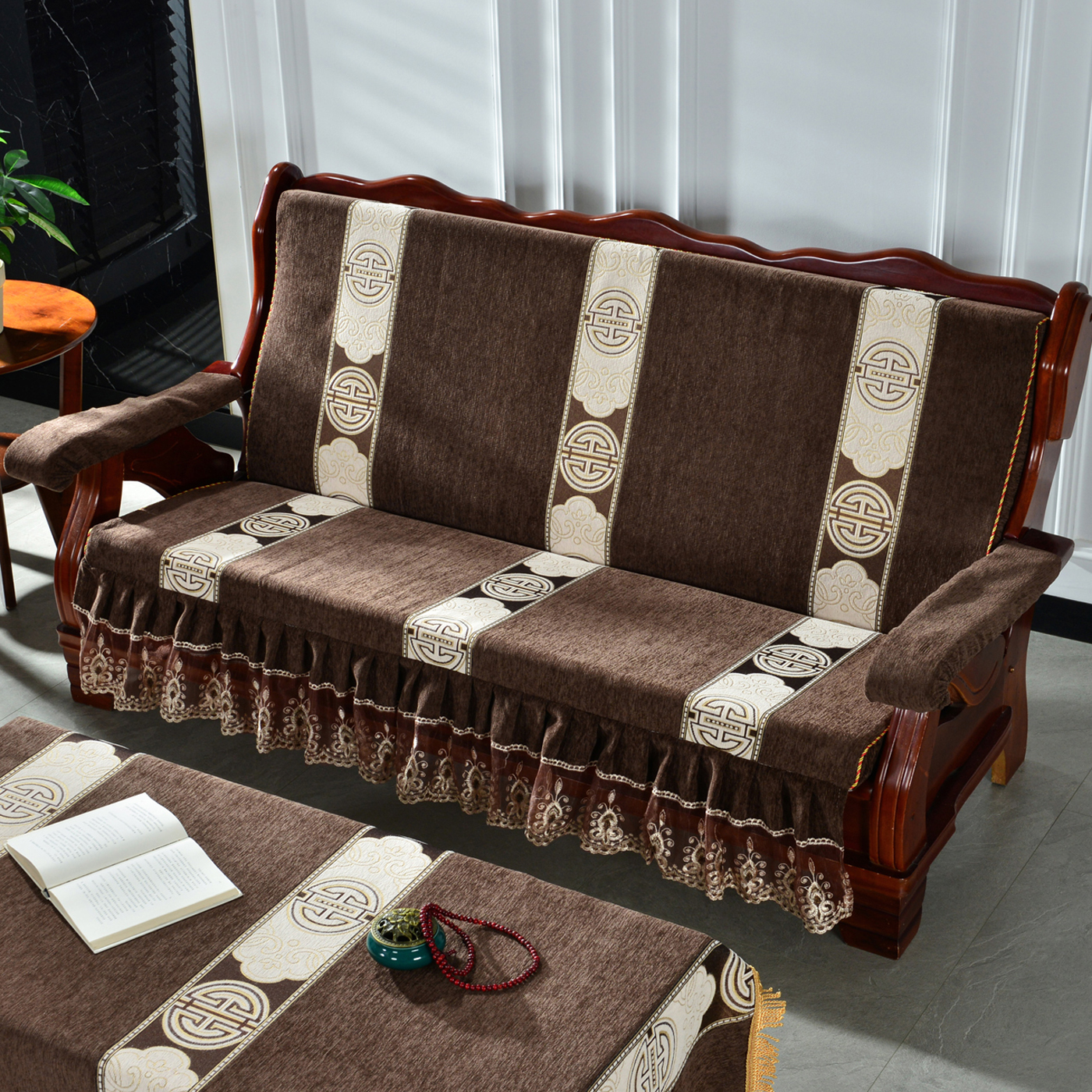 实木红木质沙发垫带靠背连体加厚中式四季防滑定做春秋椅海绵坐垫