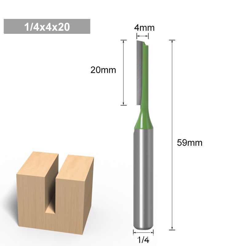 刃双刃直刀修边机刀头木工铣刀套装加F长直刀开槽1公分6柄7件套