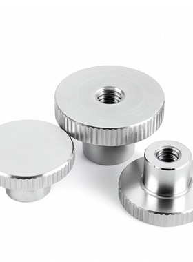 304不锈钢高头滚花台阶螺母DIN466手拧螺帽通孔把手旋钮手轮手柄