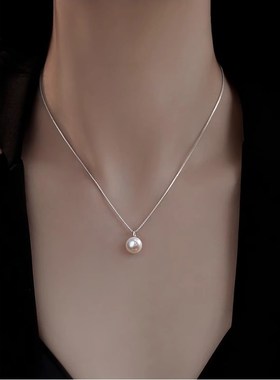 999纯银天然淡水珍珠项链女2024新款爆款轻奢小众高级感锁骨颈链