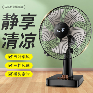 云泽台式电风扇家用床头大风力可摇头定时16寸宿舍办公室桌面电扇
