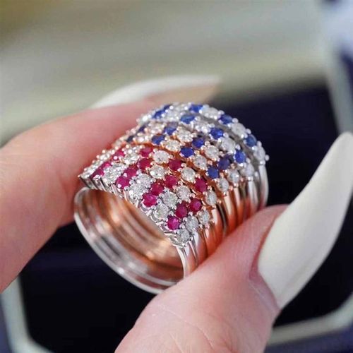 佩小姐小巧简约排钻戒指女彩钻锆石轻奢网红闺蜜礼物食指环不掉色