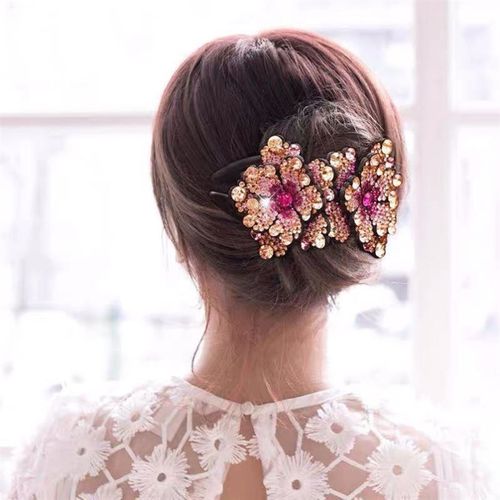 韩国鸭嘴夹发夹女头饰妈妈水钻夹子大号盘发抓夹发饰发卡子三齿夹