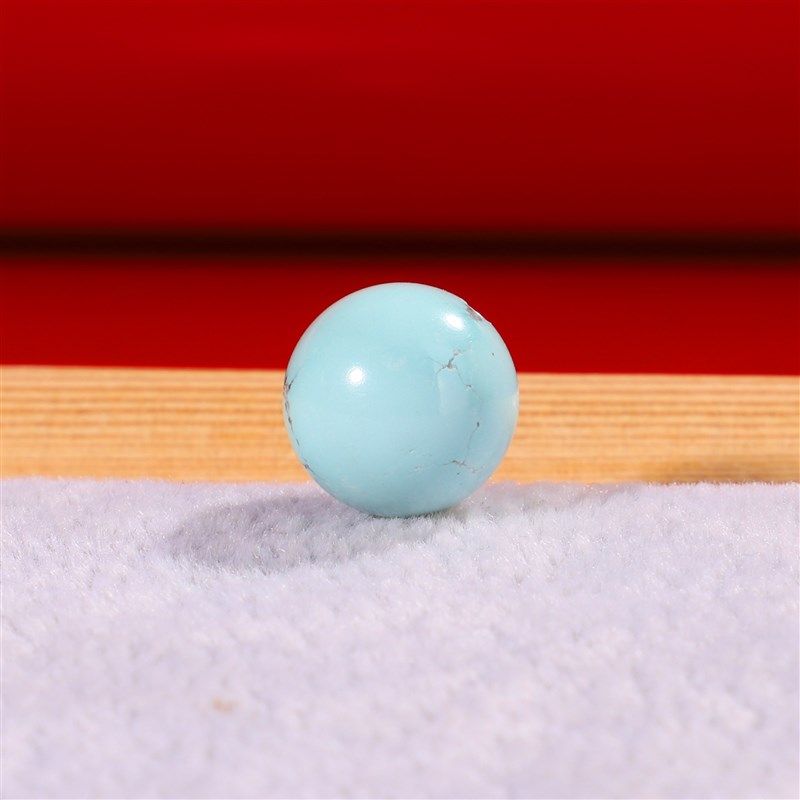 十堰原矿绿松石圆珠单珠11.7mm高瓷高蓝绿单颗湖北松石散珠 176号