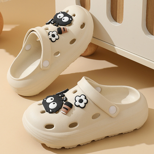 防滑防臭沙滩踩屎感包头半拖鞋 厚底凉鞋 2024新款 女款 夏外穿 洞洞鞋