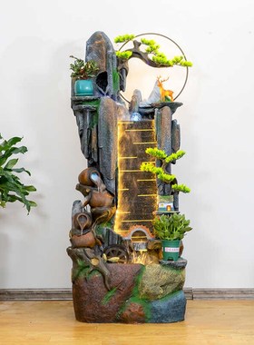 假山流水喷泉f循环水生财客厅风水轮造景公司开业招财落地装饰摆