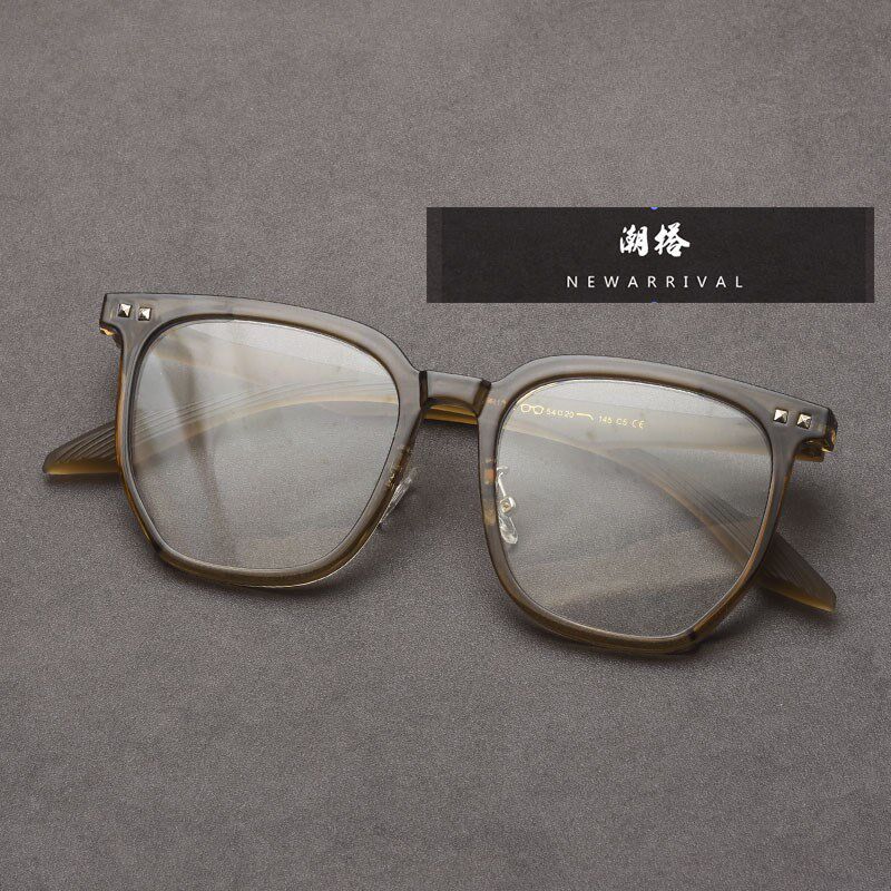 方形眼镜男韩版潮黑框茶色级感近视可配度数大框大脸显瘦眼镜框